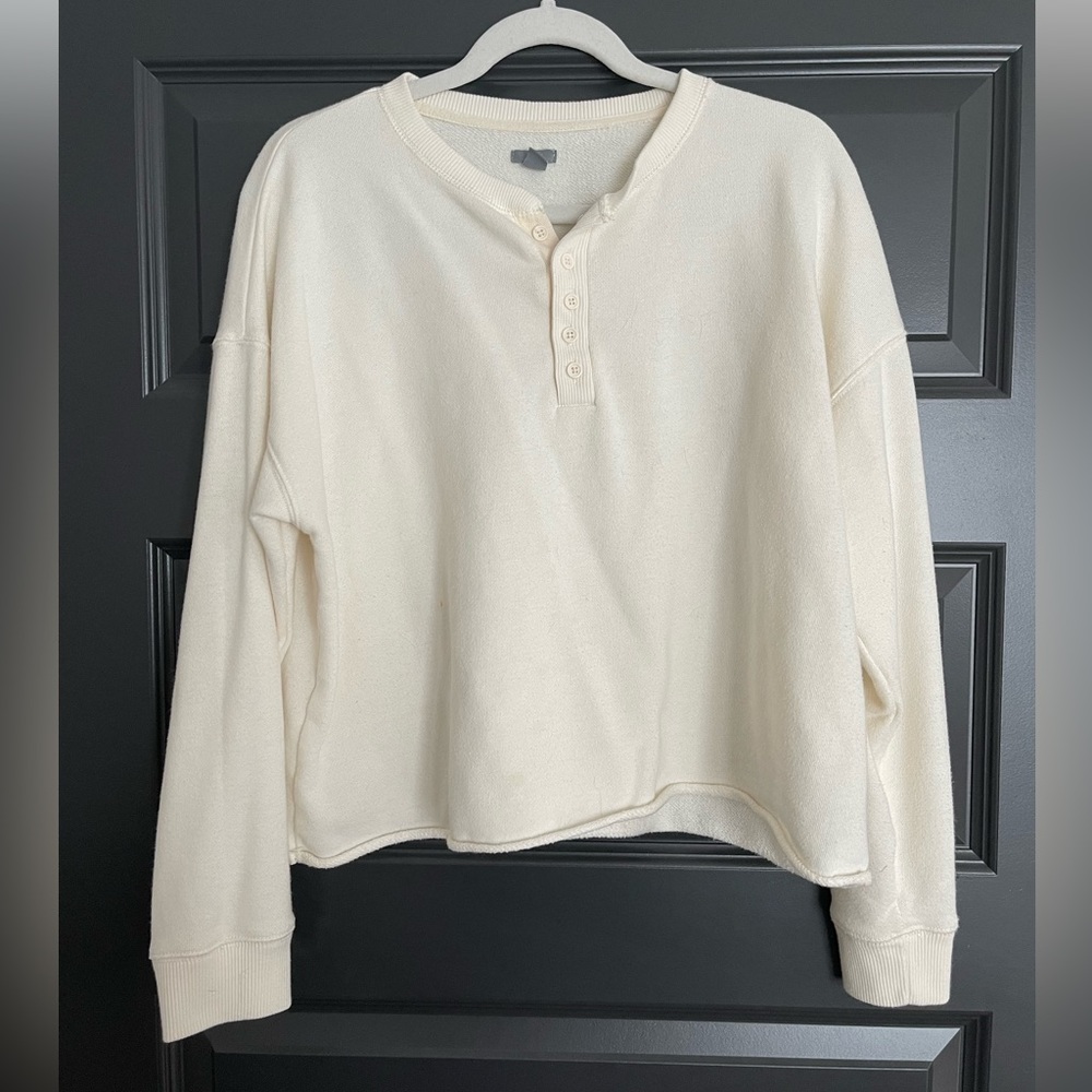 Aerie Cropped Henley Pullover